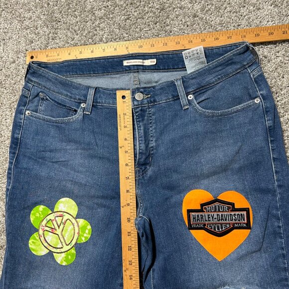 Levis Womens 18W 414 Relaxed Straight Jeans With Fun Colorful Patches Denim - Picture 6 of 8